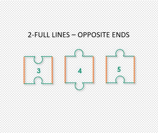 2 Full lines - opposite ends - puzzle rug